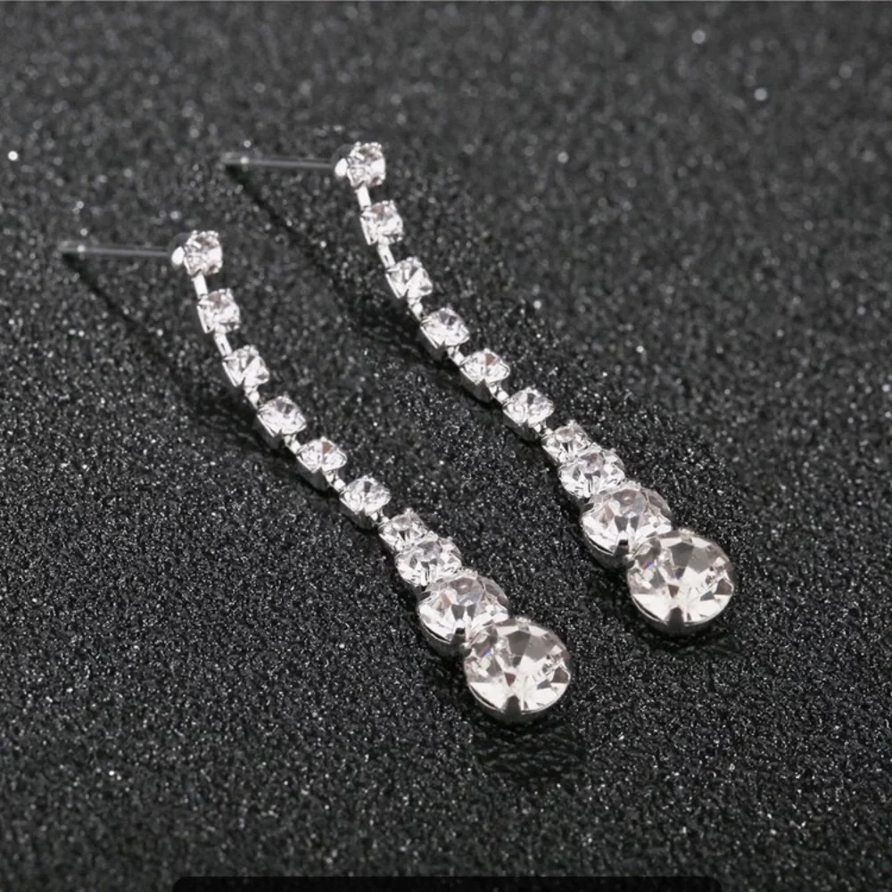 🌟 Women Drop Crystal Choker Necklace Earrings Set Bridal Bridesmaid Wedding Set